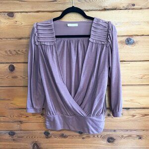 HINGE Long ruffle shoulder Dusty Pink blouse, XS